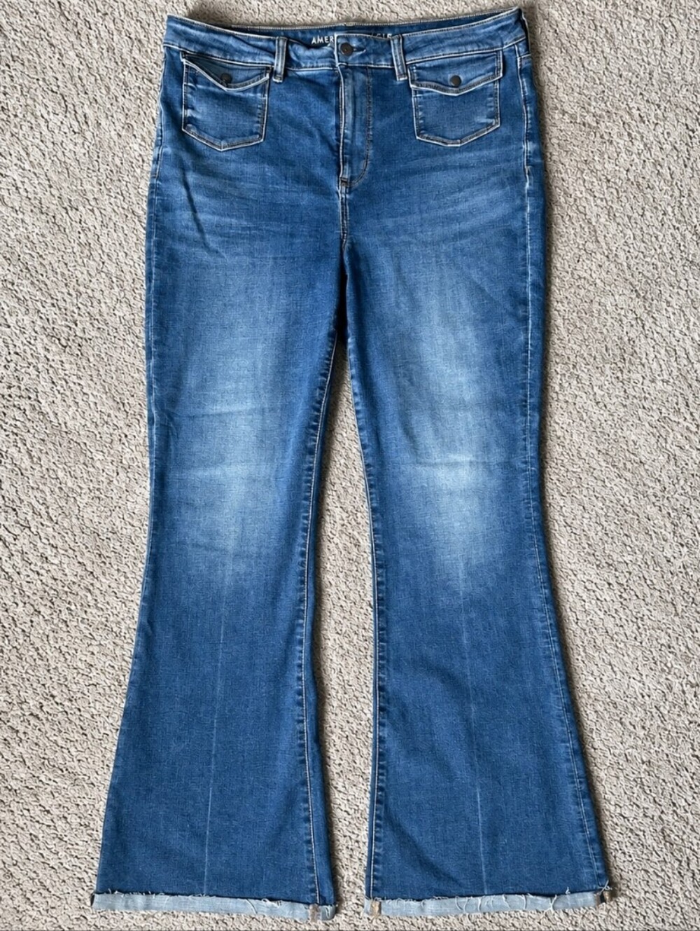 American Eagle Super High Rise Flare Jeans Women's 16 Long Stretch